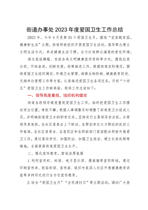 街道办事处2023年度爱国卫生工作总结.docx