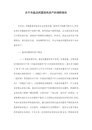 关于市盘活闲置国有资产的调研报告.docx