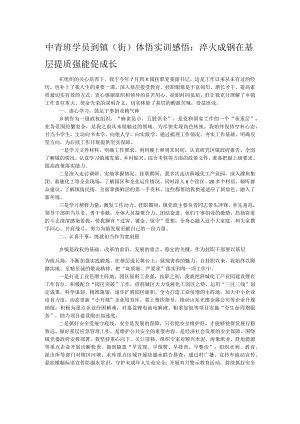 中青班学员到镇（街）体悟实训感悟：淬火成钢在基层 提质强能促成长.docx