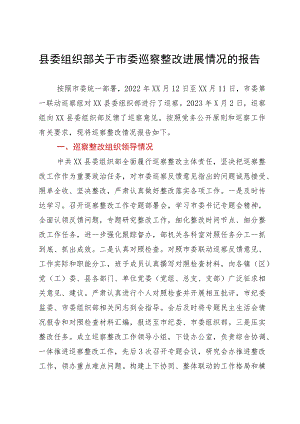 县委组织部关于市委巡察整改进展情况的报告.docx