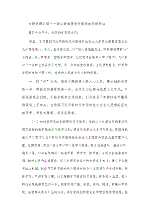 专题党课讲稿——凝心铸魂强党性 砥砺前行建新功.docx