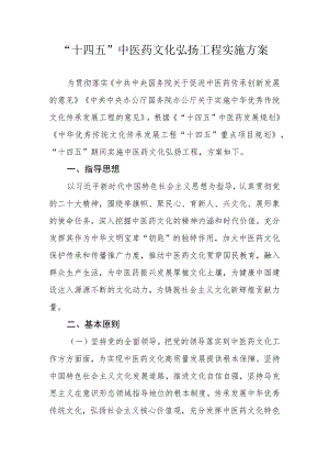 “十四五”中医药文化弘扬工程实施方案.docx