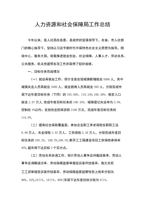 人力资源和社会保障局工作总结.docx