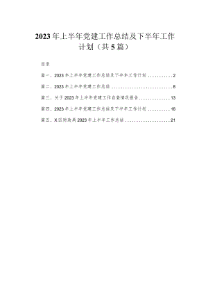 2023年上半年党建工作总结及下半年工作计划（共五篇）汇编.docx