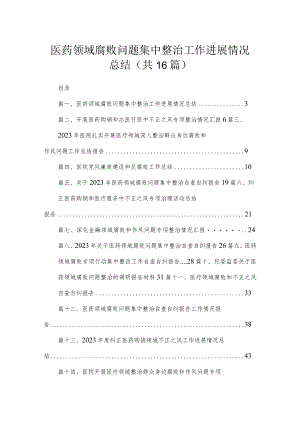 2023医药领域腐败问题集中整治工作进展情况总结（共16篇）.docx
