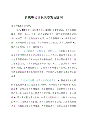 乡镇书记任职表态发言提纲.docx