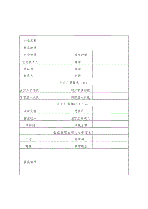 2023年度邯郸市物业服务行业先进单位申报表.docx
