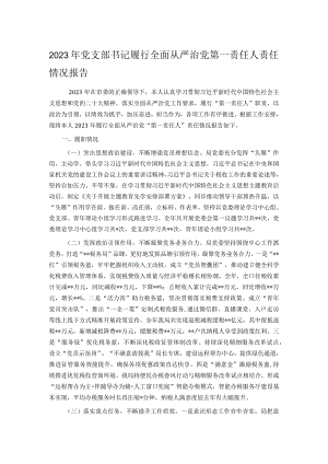 2023年党支部书记履行全面从严治党第一责任人责任情况报告.docx