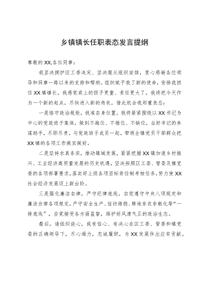 乡镇镇长任职表态发言提纲.docx