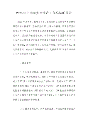 2023年上半年安全生产工作总结的报告.docx