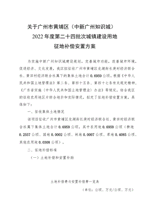 关于广州市黄埔区中新广州知识城2022年度第二十四批次城镇建设用地征地补偿安置方案.docx