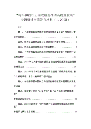 “树牢和践行正确政绩观推动高质量发展”专题研讨交流发言材料20篇供参考.docx