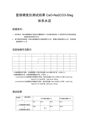 显微硬度仪测试结果 CaO-Na2CO3-Slag体系水泥.docx