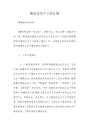 镇安全生产工作汇报.docx