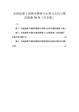 纪检监察干部教育整顿今后努力方向与整改措施汇编（共3篇）.docx