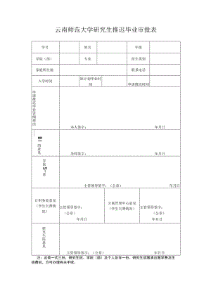 云南师范大学研究生推迟毕业申请审批表.docx