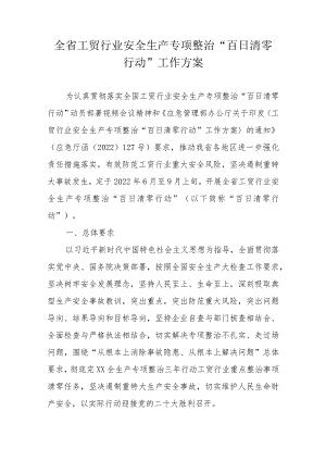 全省工贸行业安全生产专项整治“百日清零行动”工作方案.docx
