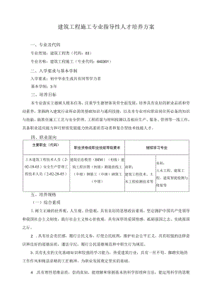 建筑工程施工专业指导性人才培养方案.docx