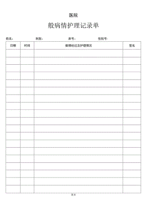 医疗机构医院一般病情护理记录单.docx