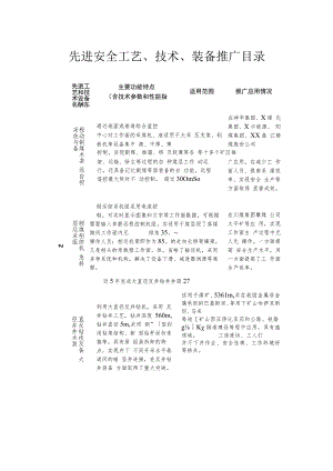先进安全工艺、技术、装备推广目录.docx