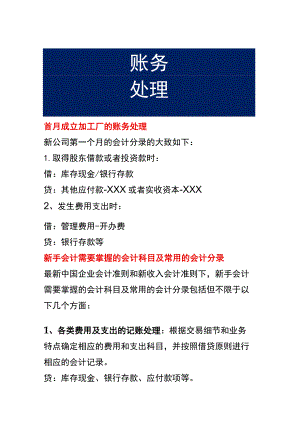 首月成立加工厂的账务处理.docx
