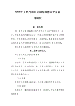 天然气有限公司挖掘作业安全管理制度.docx
