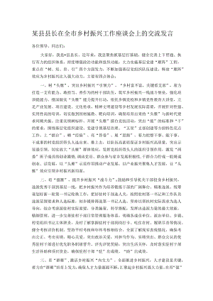 某县县长在全市乡村振兴工作座谈会上的交流发言.docx