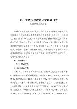 部门整体支出绩效评价自评报告.docx