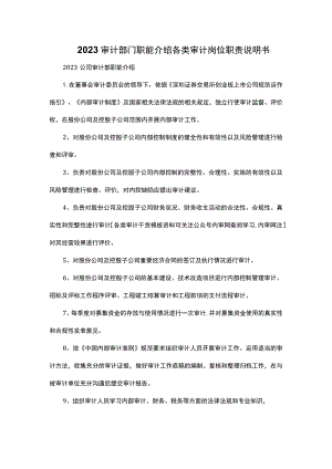 2023审计部门职能介绍各类审计岗位职责说明书.docx