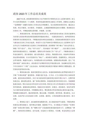 政协2023年工作总结及成效.docx