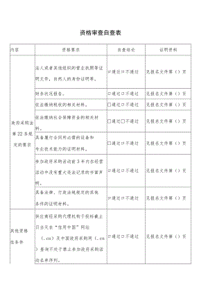 资格审查自查表.docx