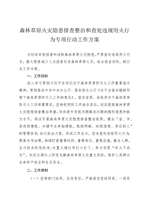 森林草原火灾隐患排查整治和查处违规用火行为专项行动工作方案.docx