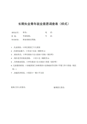 长期失业青年就业意愿调查表样式.docx