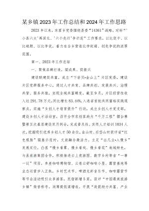 某乡镇2023年工作总结和2024年工作思路.docx