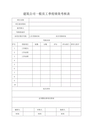 建筑公司一般员工季度绩效考核表.docx