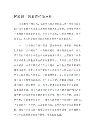 民政局主题教育经验材料.docx