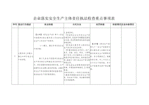 企业落实安全生产主体责任执法检查重点事项表.docx