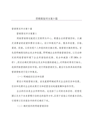 营销策划书方案十篇.docx