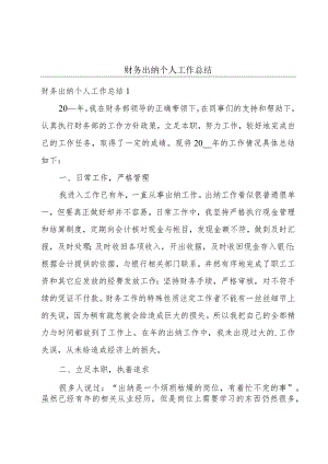 财务出纳个人工作总结.docx