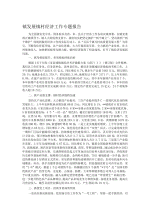 镇发展镇村经济工作专题报告.docx