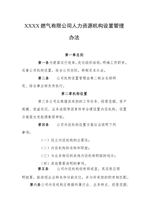 燃气有限公司人力资源机构设置管理办法.docx