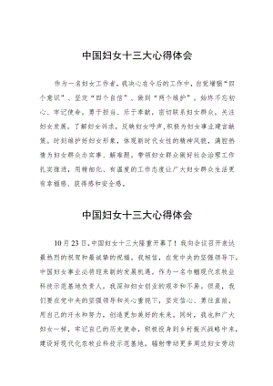 学习中国妇女十三大精神心得体会简短发言(18篇).docx