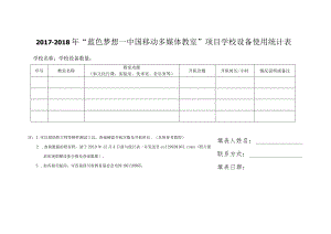 2017-2018年“蓝色梦想—中国移动多媒体教室”项目学校设备使用统计表.docx