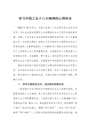 (精品)学习中国工会十八大精神的心得体会十篇.docx