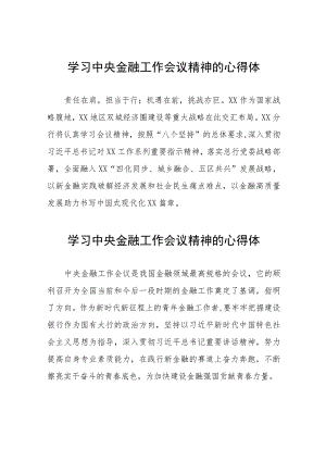 2023中央金融工作会议精神学习感悟简要发言27篇.docx