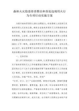 森林火灾隐患排查整治和查处违规用火行为专项行动实施方案.docx