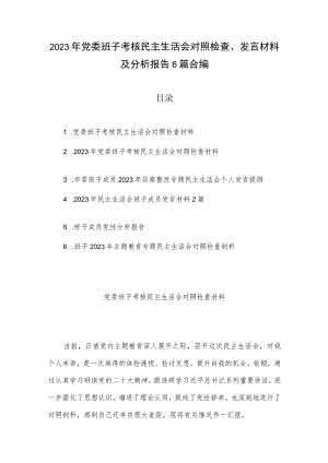 2023年党委班子考核民主生活会对照检查、发言材料及分析报告6篇合编.docx