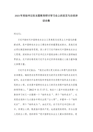 2023年党组书记在主题教育研讨学习会上的发言与总结讲话合集.docx