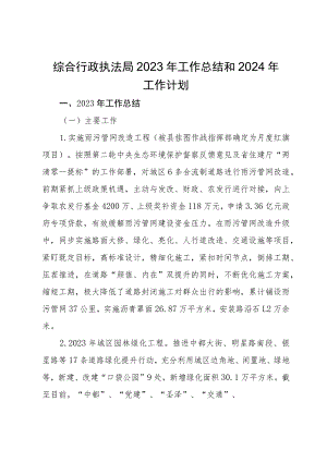 县综合行政执法局2023年工作总结及2024年工作计划.docx