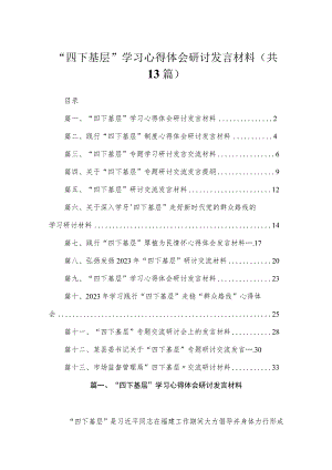 “四下基层”学习心得体会研讨发言材料（共13篇）.docx